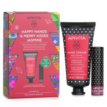 Happy Hands & Merry Kisses Jasmine Set: Hand Cream Jasmine & Propolis 50ml+ Lip Care Black Currant 4.4g 07924 2pcs