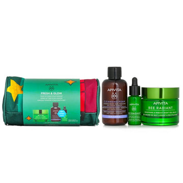 Fresh & Glow (Bee Radiant- Night) Gift Set: Night Gel-Balm 50ml+ Serum 10ml+ Cleansing Creamy Foam 75ml+ Pouch 08679 3pcs+1pouch