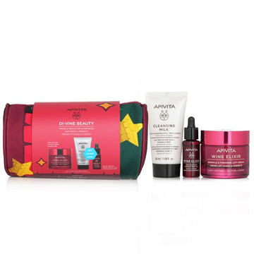Di-Vine Beauty (Wine Elixir- Light Texture) Gift Set: Wrinkle Lift Cream 50ml+ Face Oil 10ml+ Cleansing Milk 50ml+Pouch 08680 3pcs+1pouch