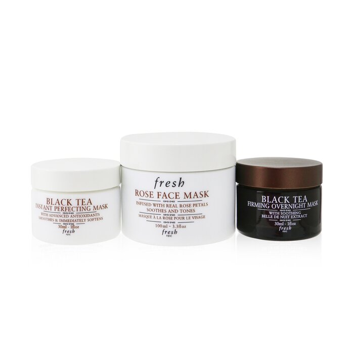 Face Mask Set: Rose Rose Face Mask + Black Tea Firming Overnight Mask + Black Tea Instant Perfecting Mask 45827 3pcs