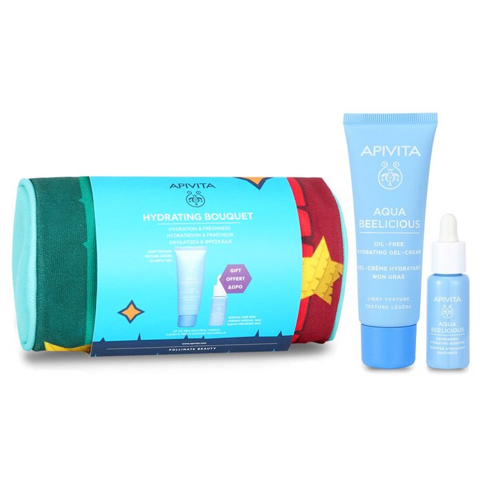 Hydrating Bouquet (Aqua Beelicious- Light Texture) Gift Set: Hydrating Gel-Cream 40ml+ Hydrating Booster 10ml+ Pouch 08675 2pcs+1Pouch